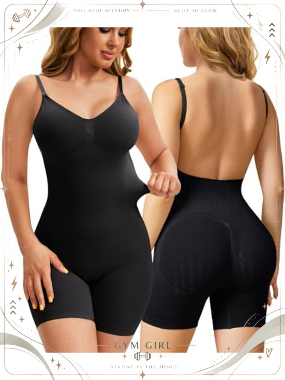 Backless Shapewear Bodysuit Tummy Control Adjustable Strap